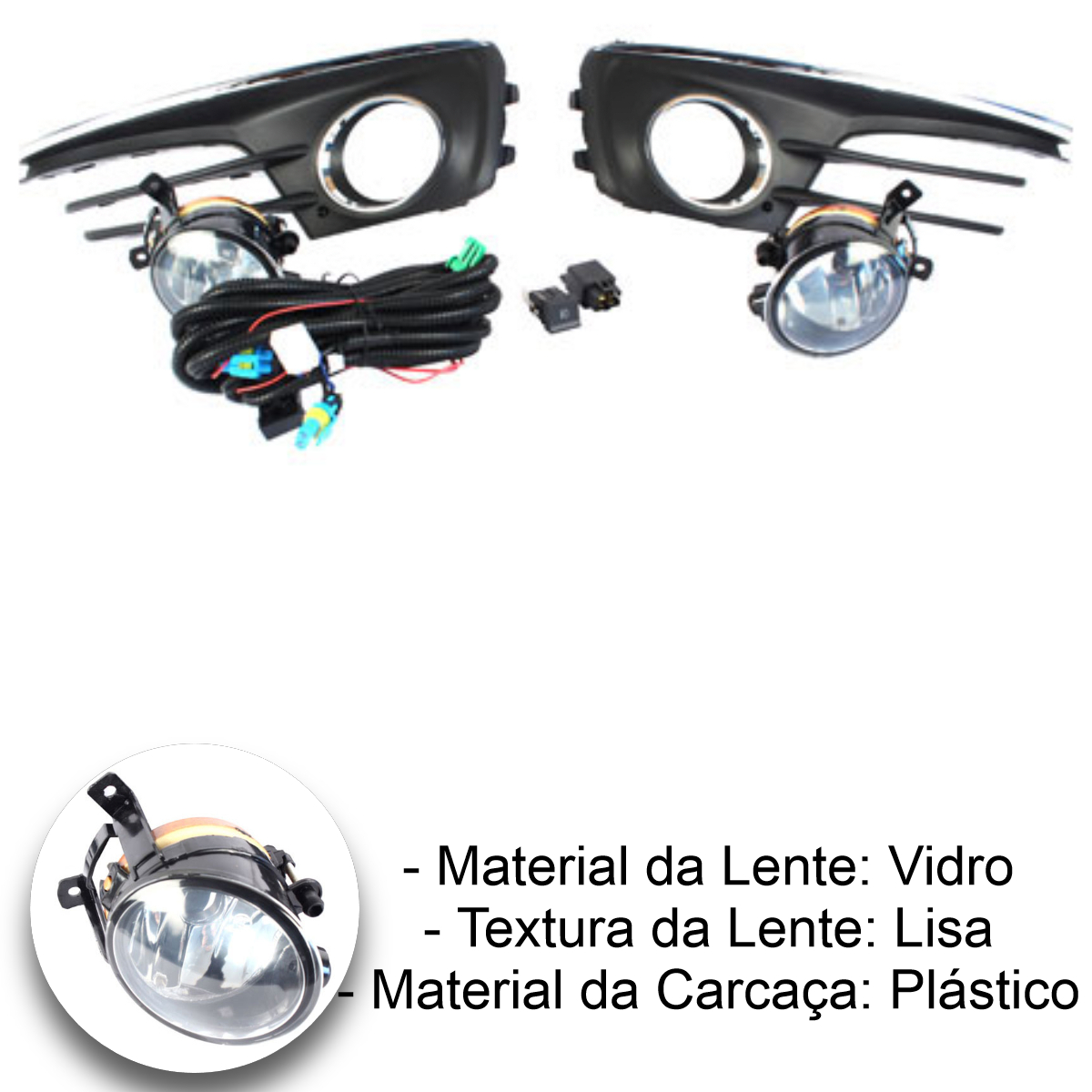 Kit Farol Auxiliar Volkswagen Fox 2015+ Botão Original Painel Cromada Shocklight - SL-262010CR I