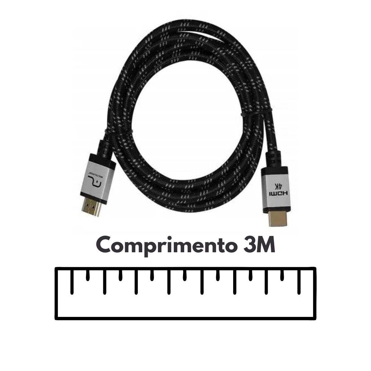 Cabo Monitor HDMI M/M 3M Versão 2.0 4K Material Rígido Resistente Cor Preto WI296 - Multilaser