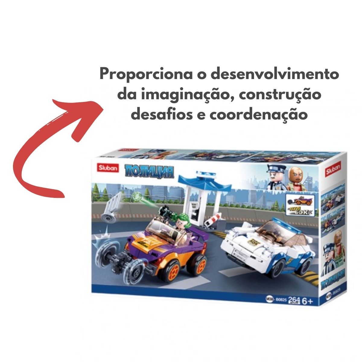 Brinquedo de Montar para Criança Cubic Perseguição Policial 264 Peças Multikids - BR1511