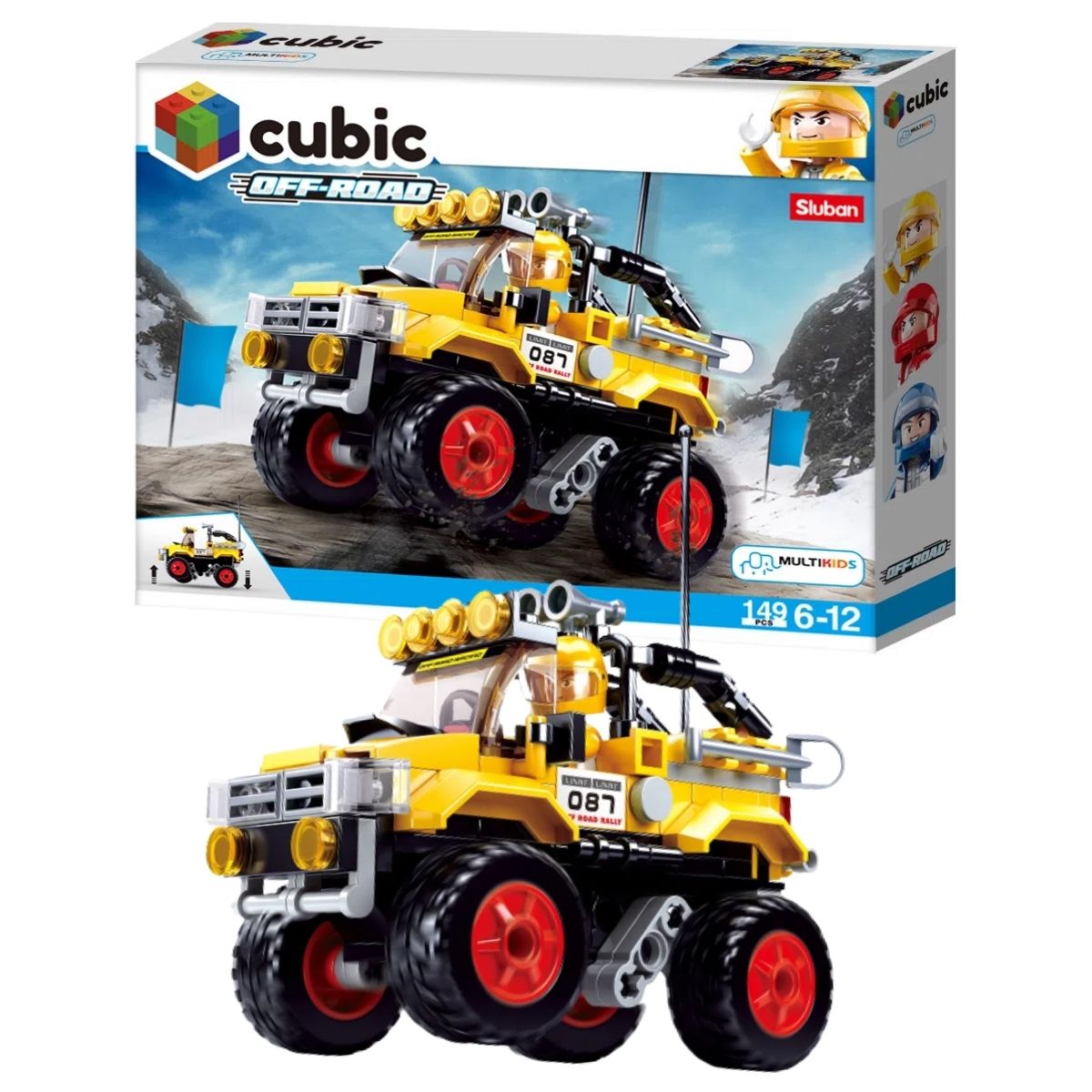 Brinquedo De Montar Carro Amarelo Cubic Adventure Off-Road 149 Pçs Figure Action Multikids BR1480