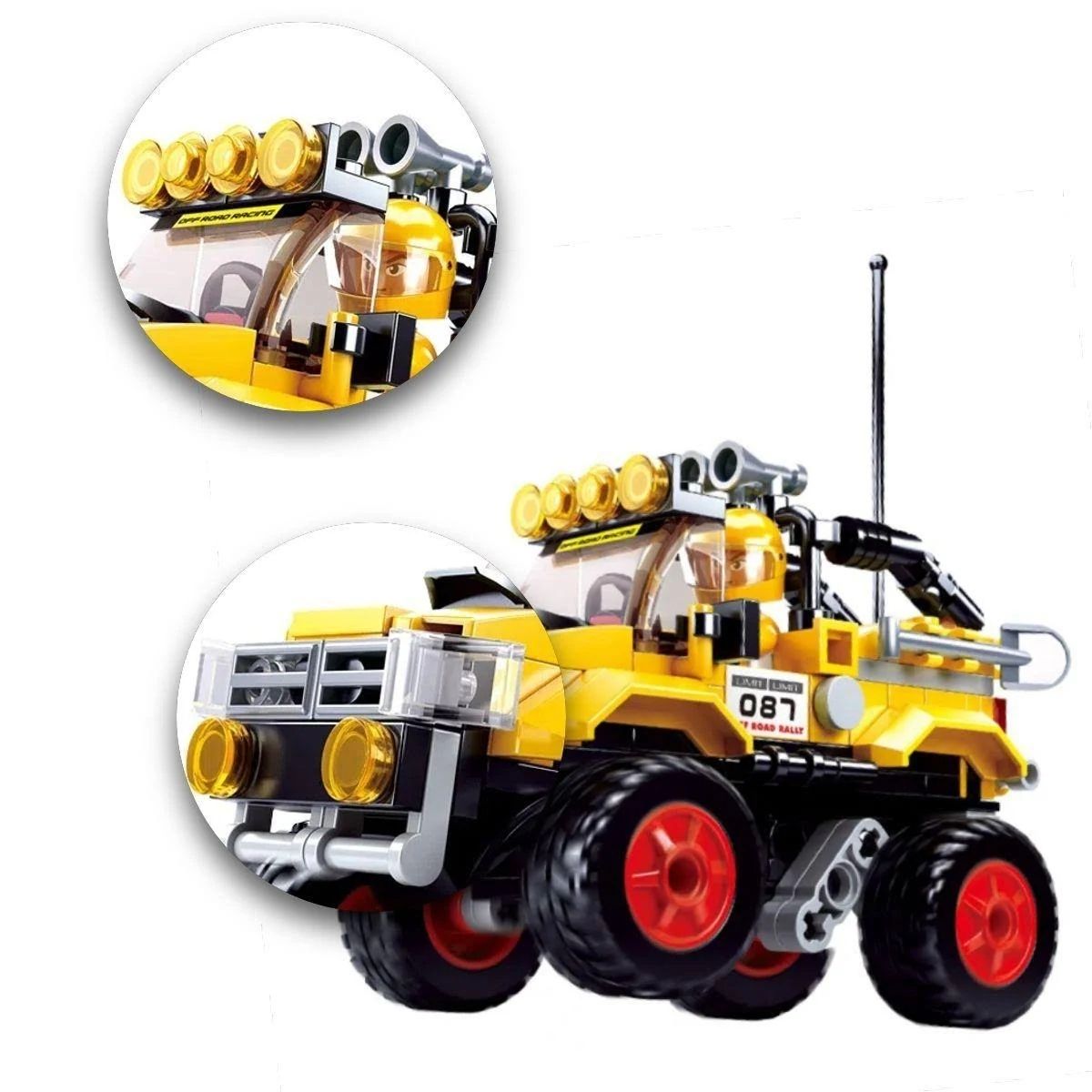 Brinquedo De Montar Carro Amarelo Cubic Adventure Off-Road 149 Pçs Figure Action Multikids BR1480