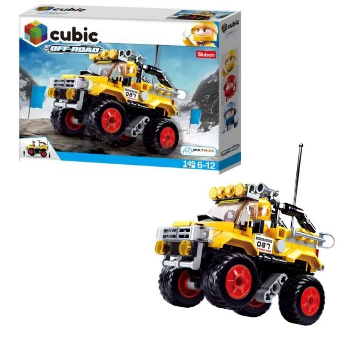 Brinquedo De Montar Carro Amarelo Cubic Adventure Off-Road 149 Pçs Figure Action Multikids BR1480