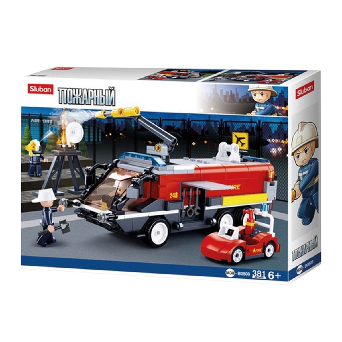 Brinquedo de Construir Cubic Bombeiros Resgate no Aeroporto 381 Peças Multikids - BR1494