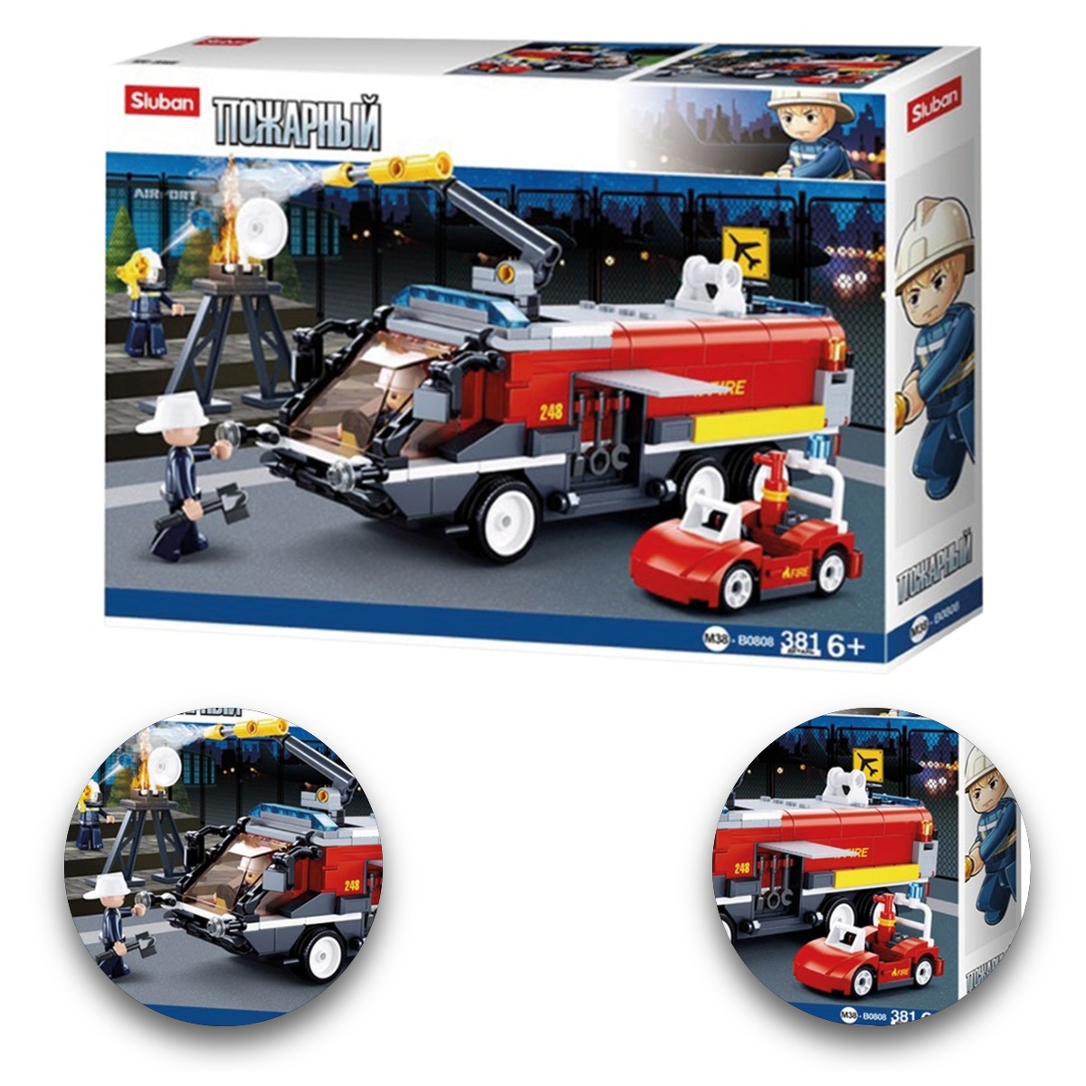 Brinquedo de Construir Cubic Bombeiros Resgate no Aeroporto 381 Peças Multikids - BR1494