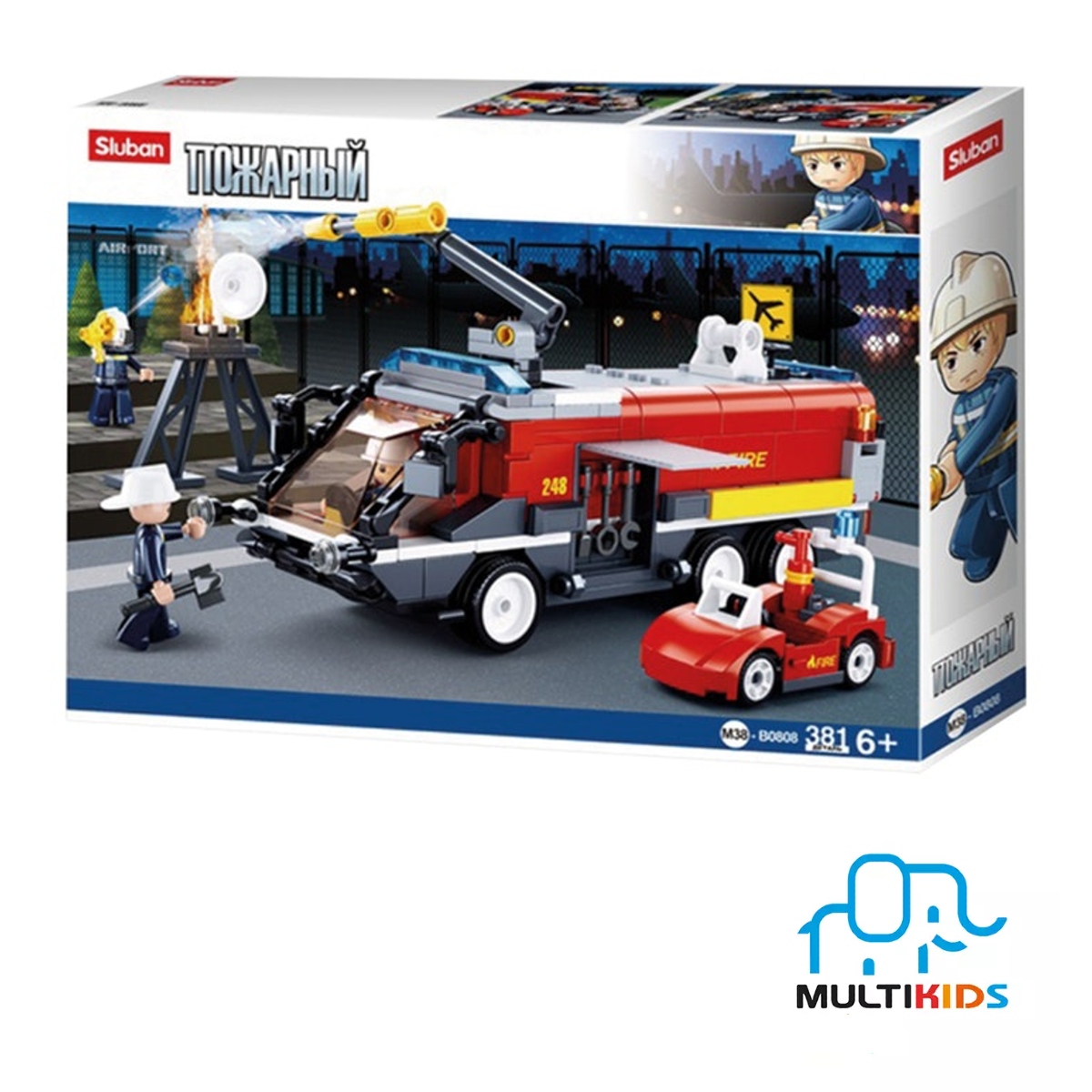 Brinquedo de Construir Cubic Bombeiros Resgate no Aeroporto 381 Peças Multikids - BR1494