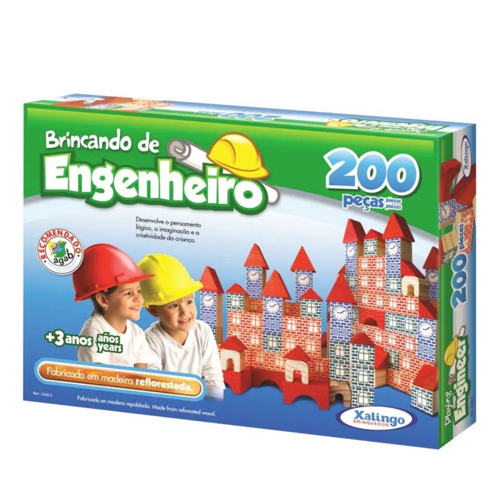 COMP Kit Blocos para Montar Brincando de Engenheiro I + Brincando de Engenheiro II + Brincando de Engenheiro III Xalingo