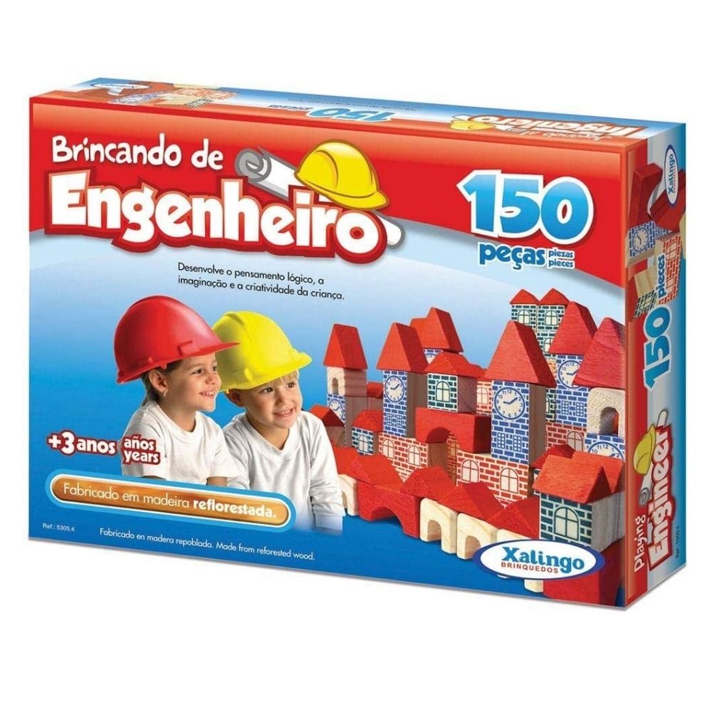 COMP Kit Blocos para Montar Brincando de Engenheiro I + Brincando de Engenheiro II + Brincando de Engenheiro III Xalingo