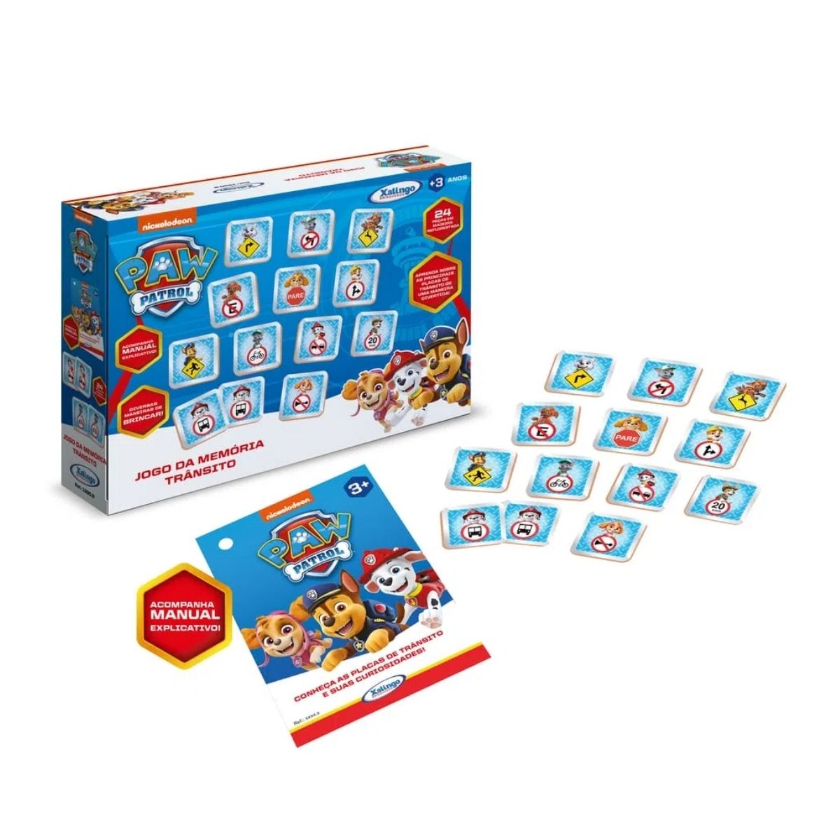 Brinquedo Infantil Jogo da Memória Trânsito Patrulha Canina com 24 Peças Xalingo - 1390.9