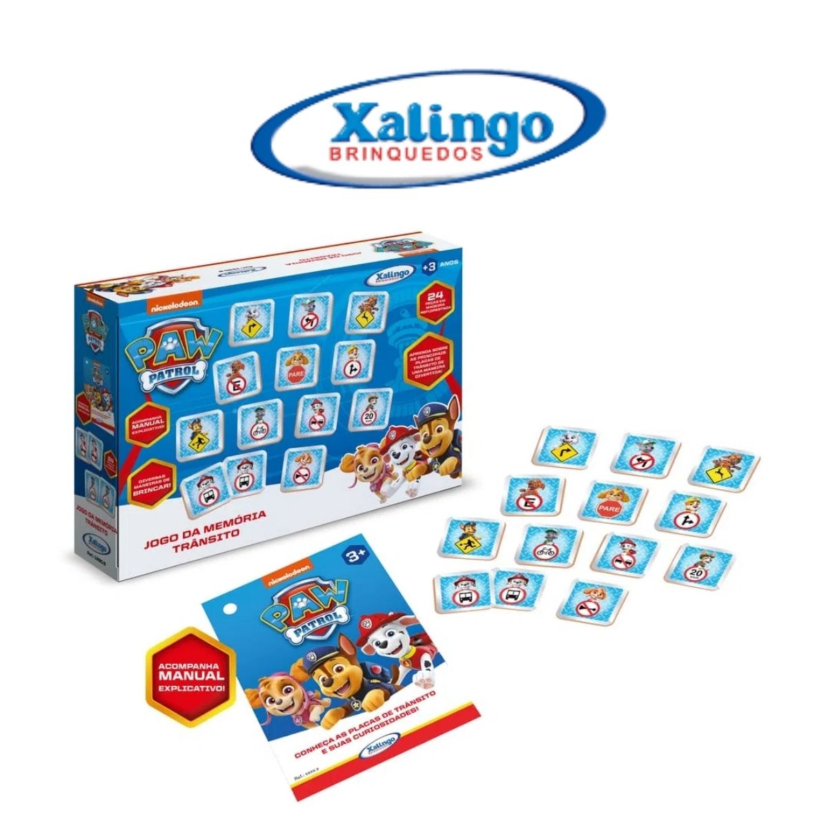 Brinquedo Infantil Jogo da Memória Trânsito Patrulha Canina com 24 Peças Xalingo - 1390.9