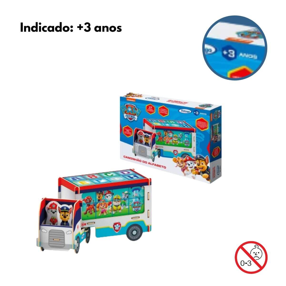 Brinquedo de Montar Caminhão Abc Patrulha Canina MDF 3D Criativo 2 Cenas 17 Peças Xalingo 13910