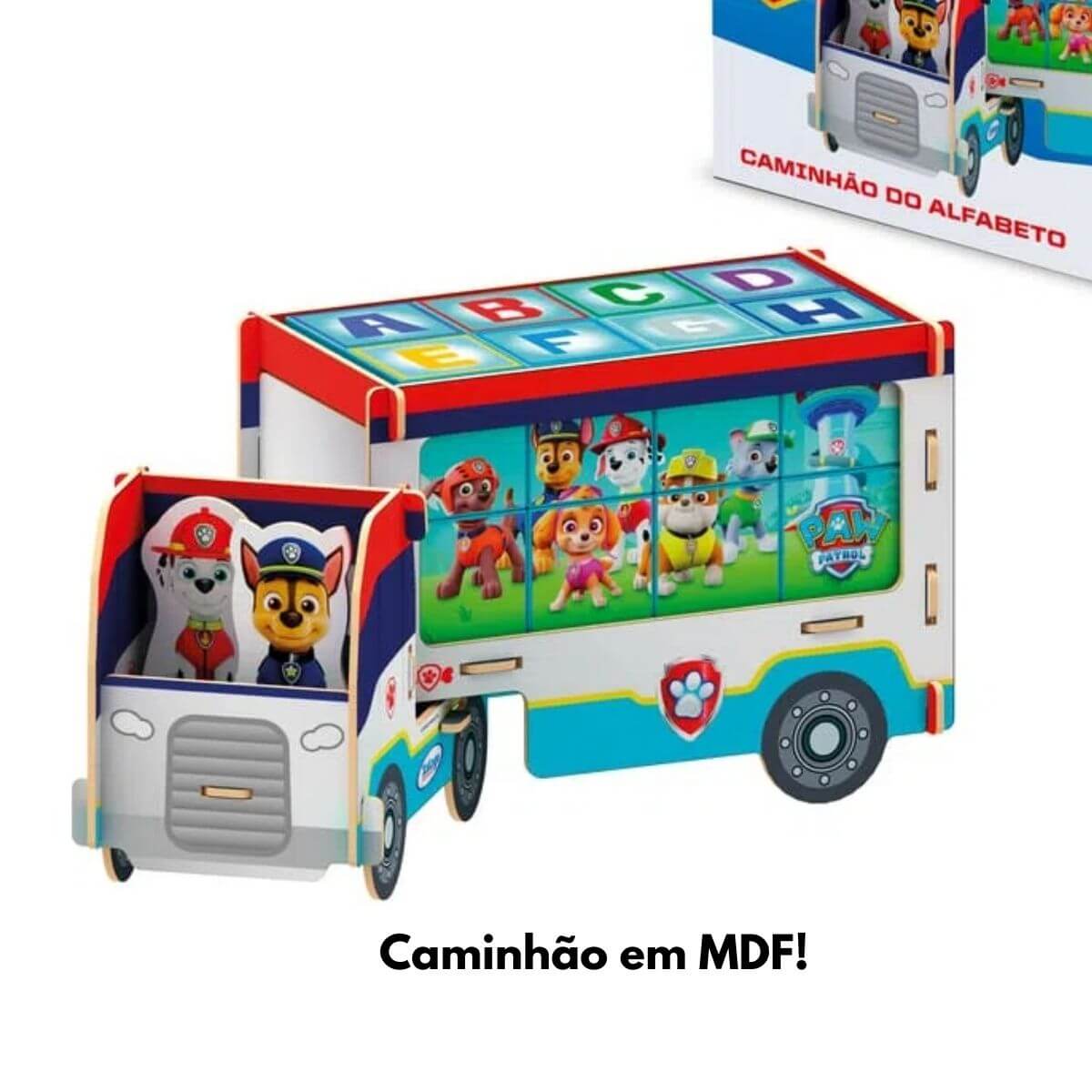 Brinquedo de Montar Caminhão Abc Patrulha Canina MDF 3D Criativo 2 Cenas 17 Peças Xalingo 13910