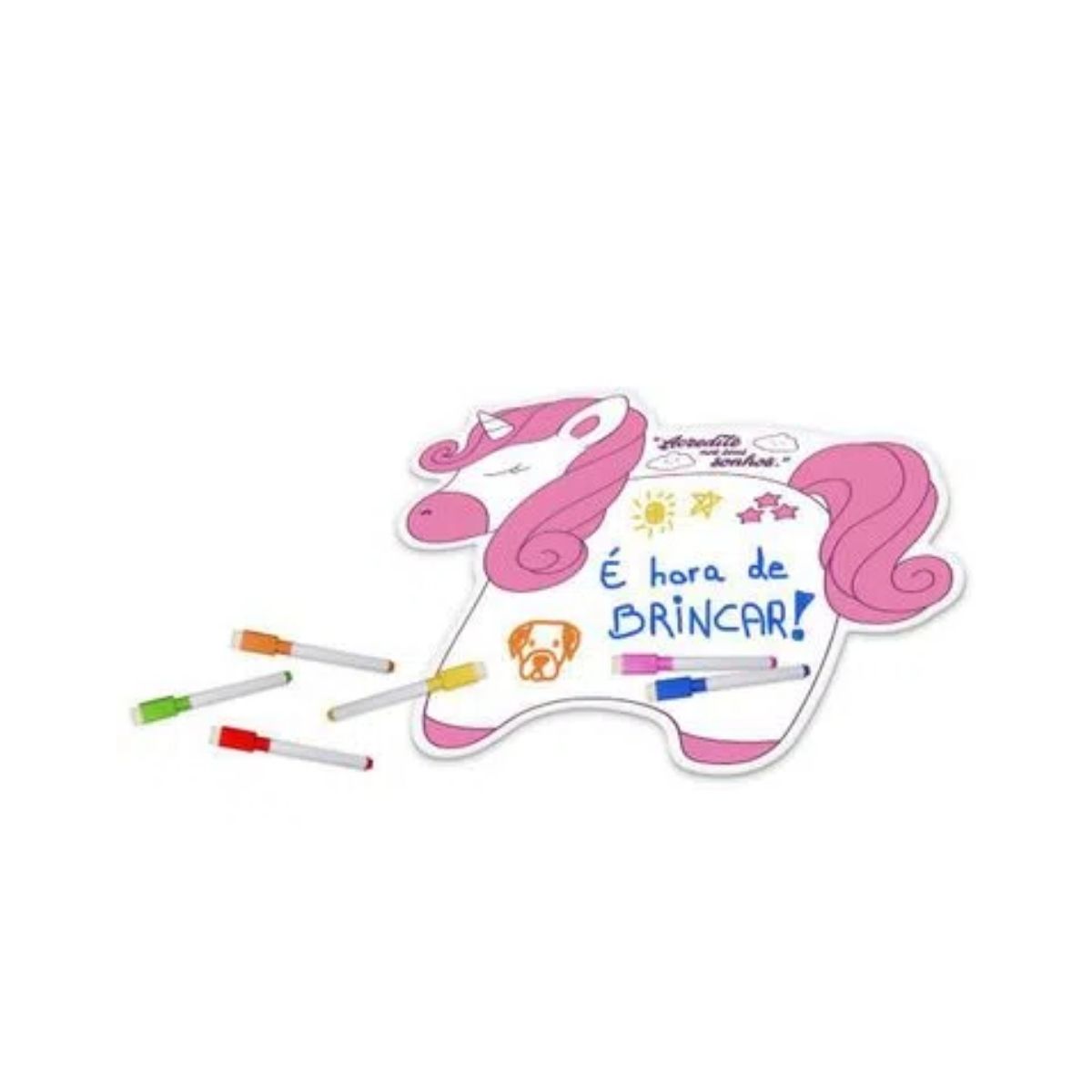Brinquedo para Crianças Quadro Lousa Infantil Unicórnio C/ Kit de Canetinha Xalingo - 5322.1