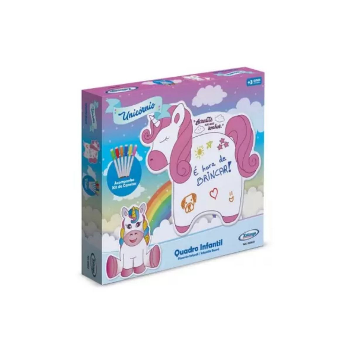 Brinquedo para Crianças Quadro Lousa Infantil Unicórnio C/ Kit de Canetinha Xalingo - 5322.1