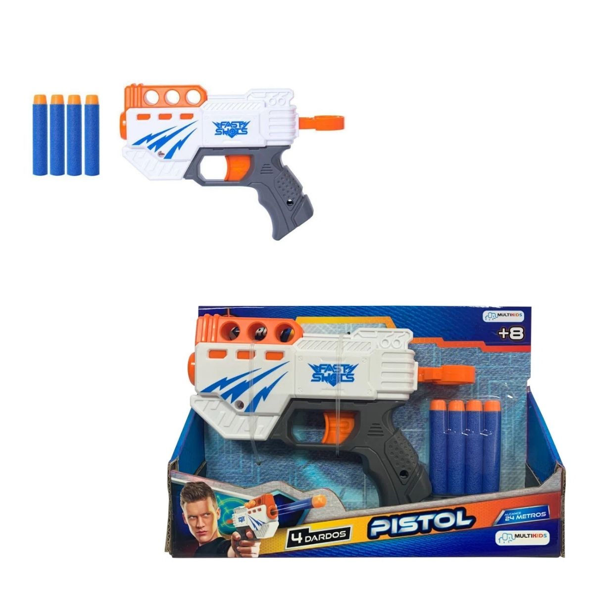 Brinquedo Lançador de dardos X-Target Pistol com 4 Dardos Multikids - BR1457