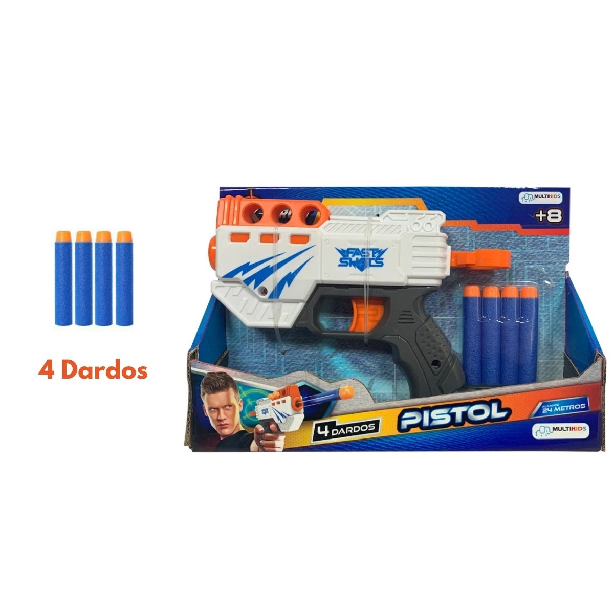 Brinquedo Lançador de dardos X-Target Pistol com 4 Dardos Multikids - BR1457