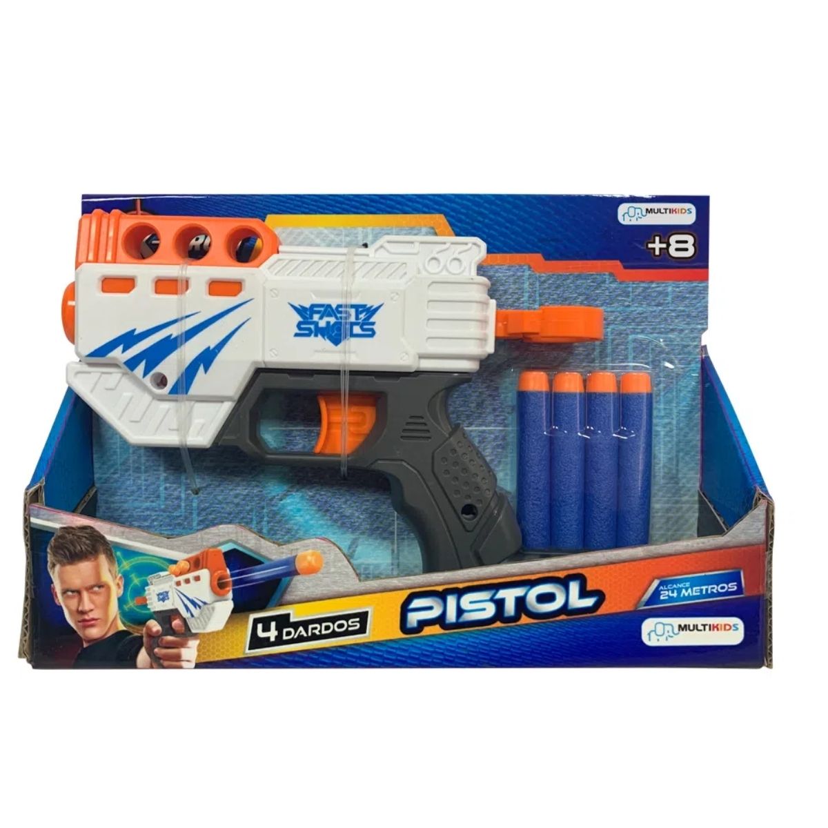Brinquedo Lançador de dardos X-Target Pistol com 4 Dardos Multikids - BR1457