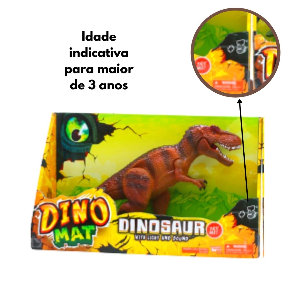 Brinquedo para Crianças Boneco Jurassic Fun T-Rex Dinossauro Com Som Sortido Multikids - BR1466