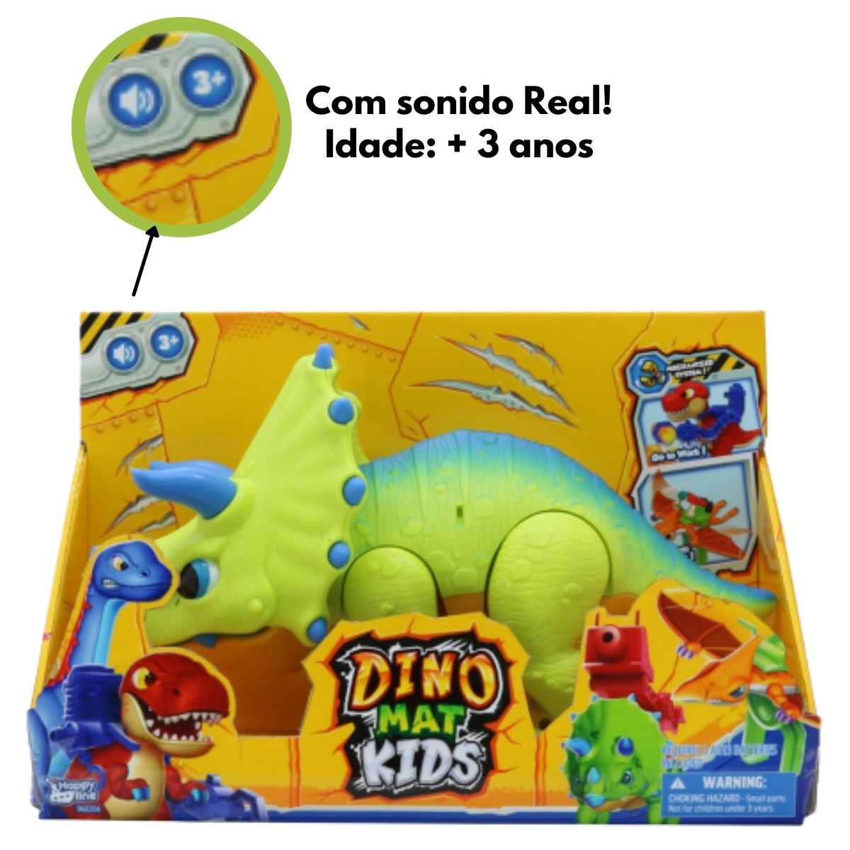 Brinquedo para Crianças Dinossauro Triceraptor Com Som Jurassic Fun Junior Multikids BR1469
