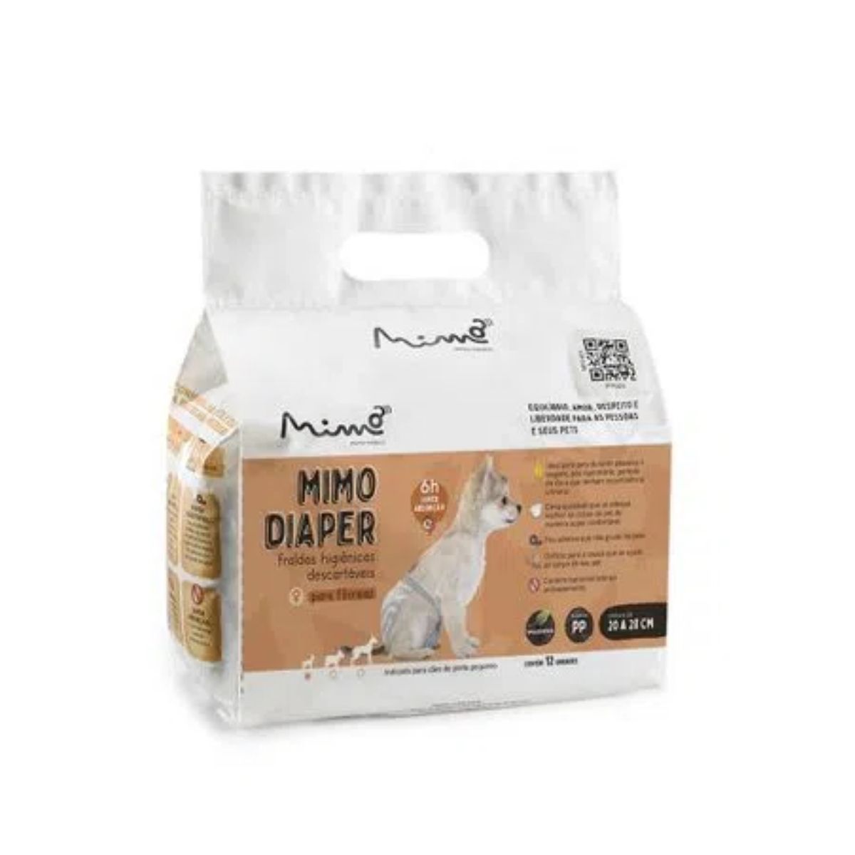 Fralda Higiênica Descartável para Cachorros Diaper Fêmea PP 12pcs Ultra Absorvente Mimo - PP001