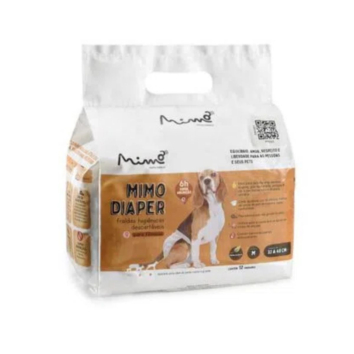 Fralda Higiênica Descartável Diaper Fêmea M 12pcs Branco Mimo - PP003