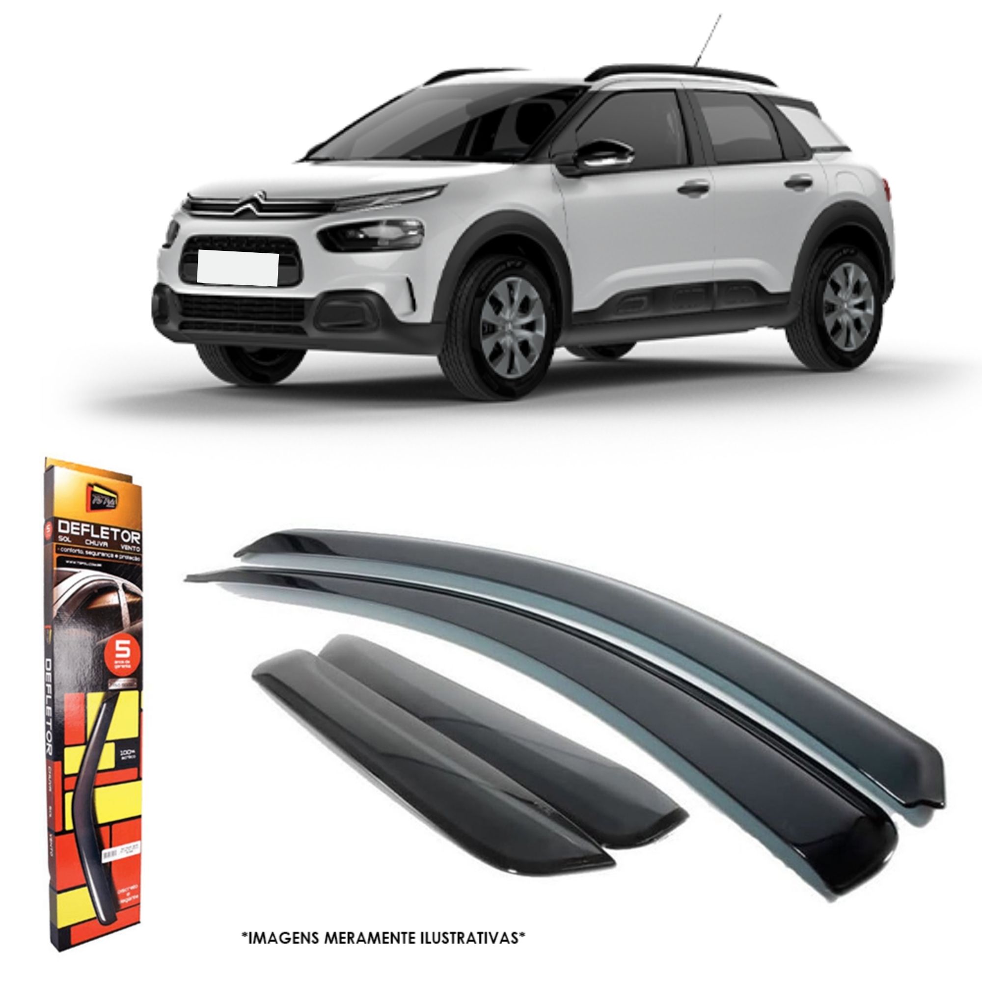 Calha de Chuva Inteiriça Slim Citroen C4 Cactus 2018 a 2023 Para 4 Portas TG Poli 26004