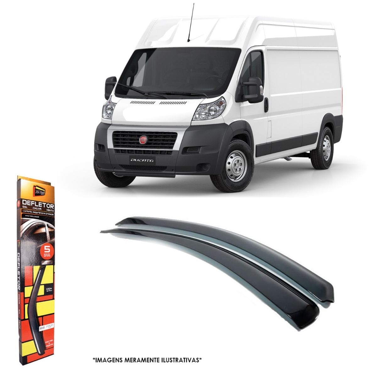 Calha de Chuva Defletor Fiat Ducato 2018 a 2022 02 Portas Acrílico Preto Fumê TG Poli 24028