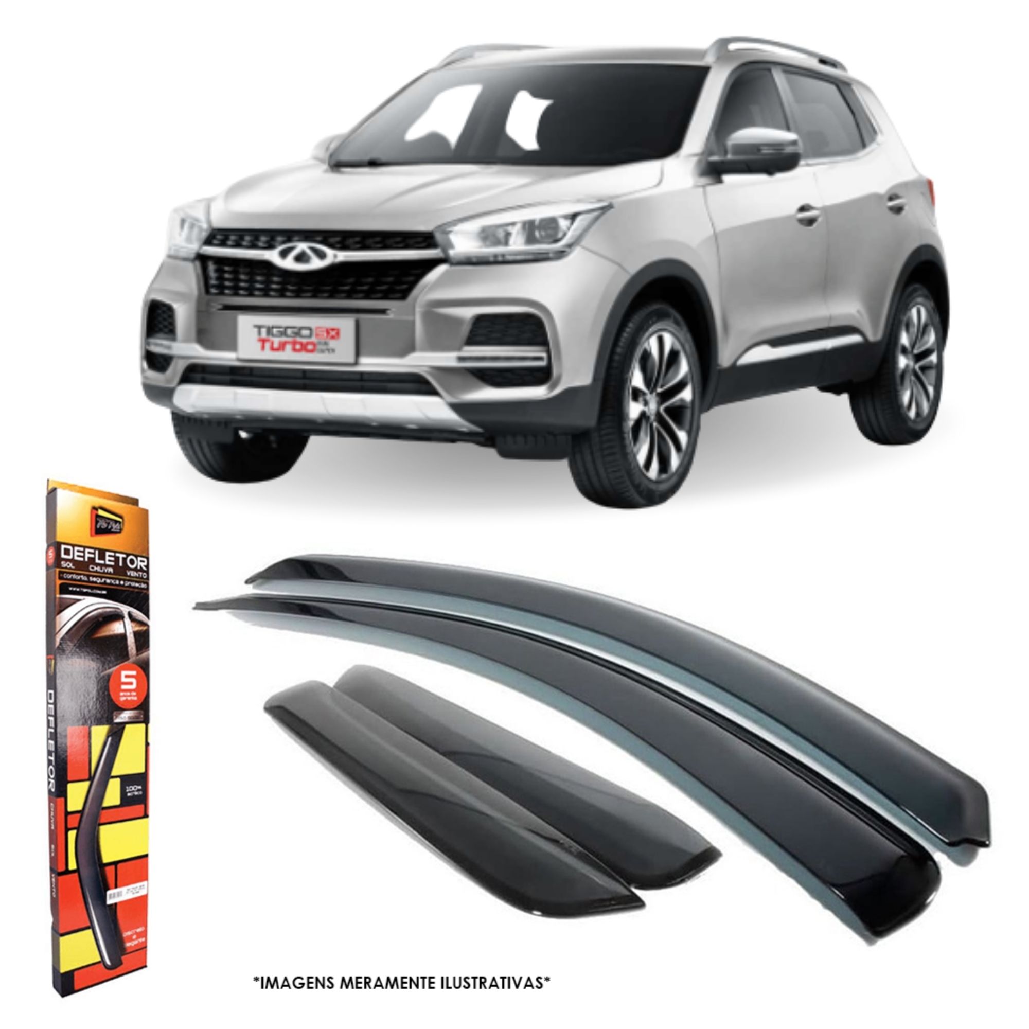 Calha de Chuva Inteiriça Defletor Chery Tiggo 5X 4 Portas 2018 a 2025 TG Poli 34002