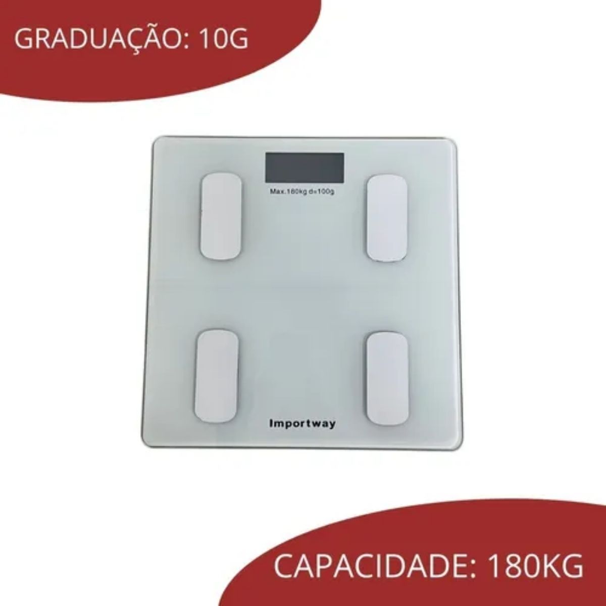 Balança Digital Bioimpedância Com Aplicativo Bluetooth Branca - Importway  IWBDBIO001APPBR