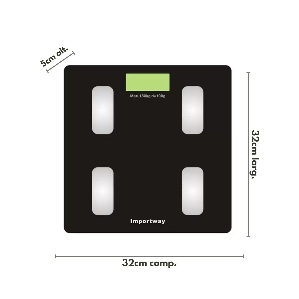 Balança Digital Bioimpedância C/APP Até 180kg Bluetooth Alta Precisão Importway IWBDBIO001APP