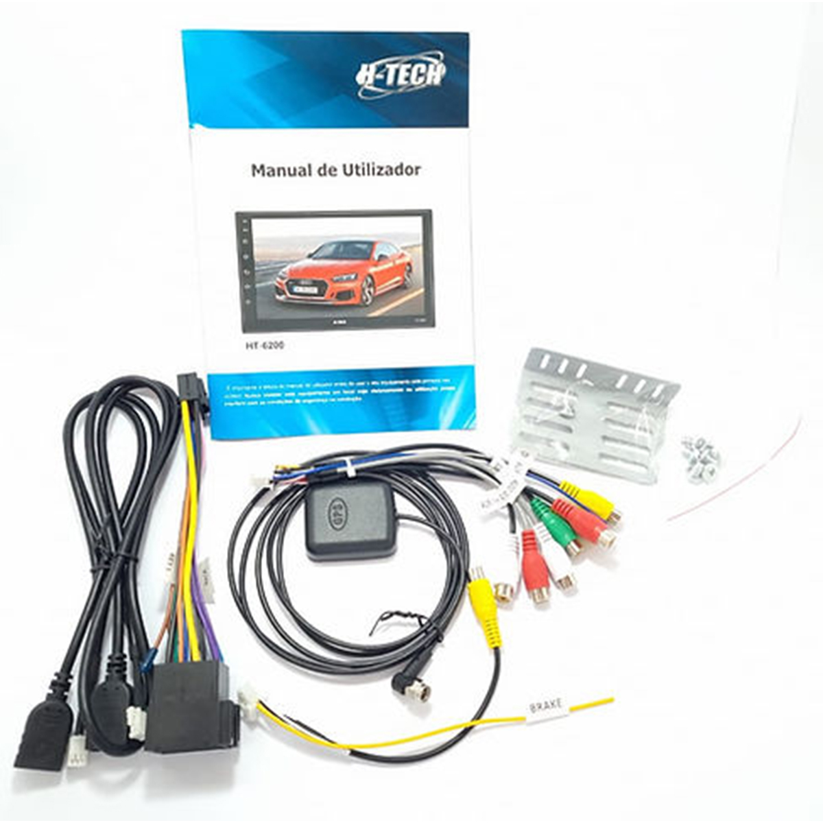 Central Multimídia 2 Din Android 10 MP5 7 Polegadas HT-6200 WiFi GPS Espelhamento FM H-Tech