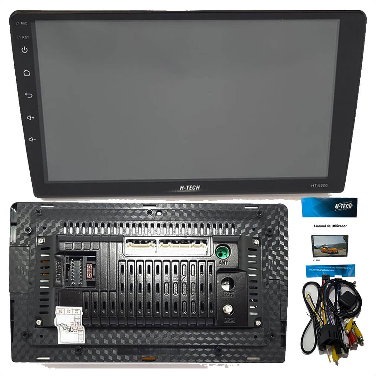 Central Multimídia 2 Din Android 10 MP5 9 Polegadas HT-9200 WiFi GPS Bluetooth Android/iOS H-Tech