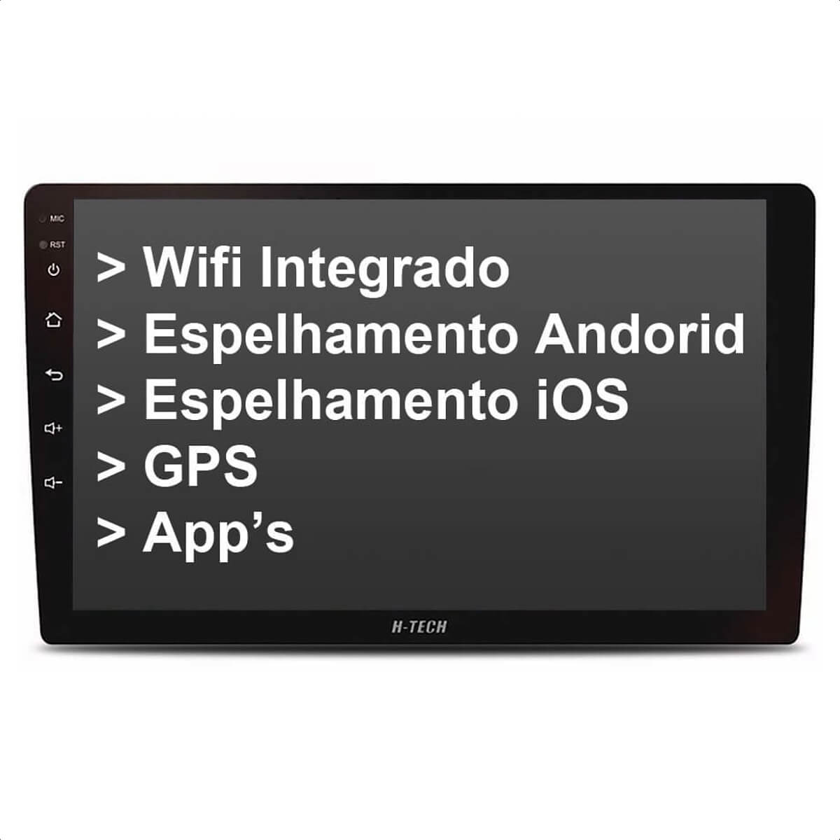 Central Multimídia 2 Din Android 10 MP5 9 Polegadas HT-9200 WiFi GPS Bluetooth Android/iOS H-Tech