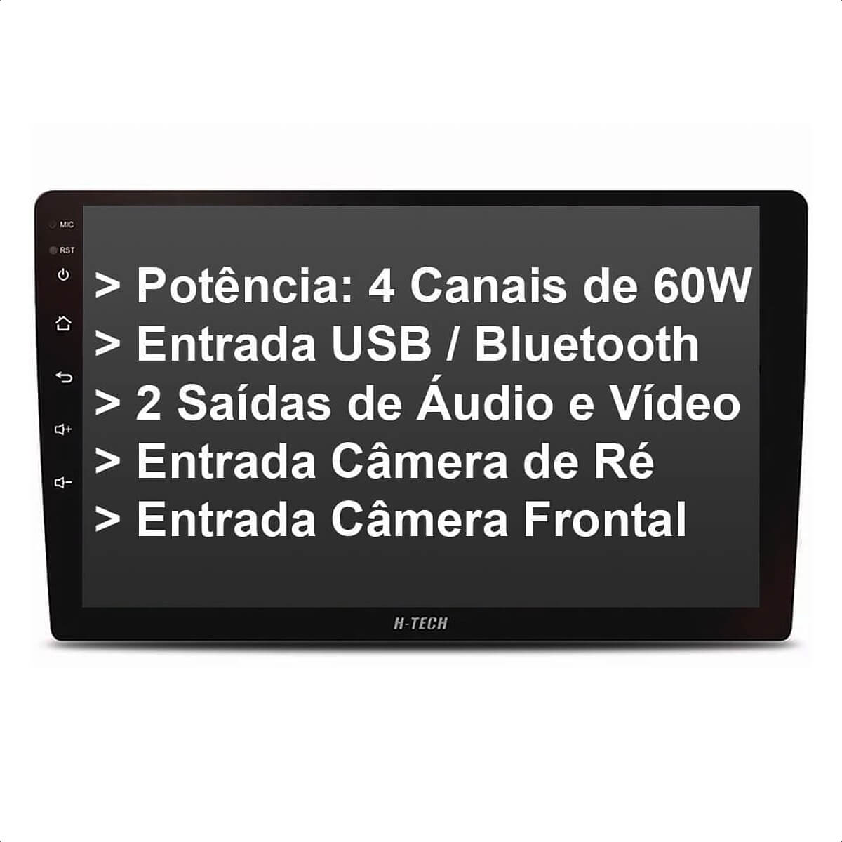 Central Multimídia 2 Din Android 10 MP5 9 Polegadas HT-9200 WiFi GPS Bluetooth Android/iOS H-Tech