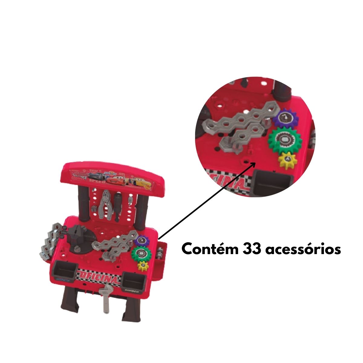 Brinquedo Bancada de Ferramentas Carros 3 Disney c/ 33 acessórios Xalingo - 19365
