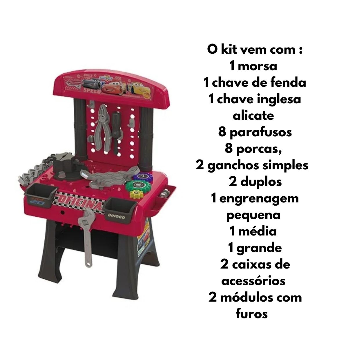 Brinquedo Bancada de Ferramentas Carros 3 Disney c/ 33 acessórios Xalingo - 19365