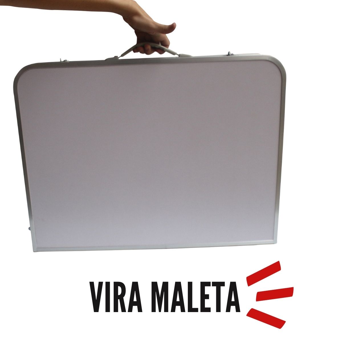 Mesa Camping Dobrável Vira Maleta com Alça Prática Compacta Altura Ajustável 90x60x70cm Alumínio Importway - IWMCD9060