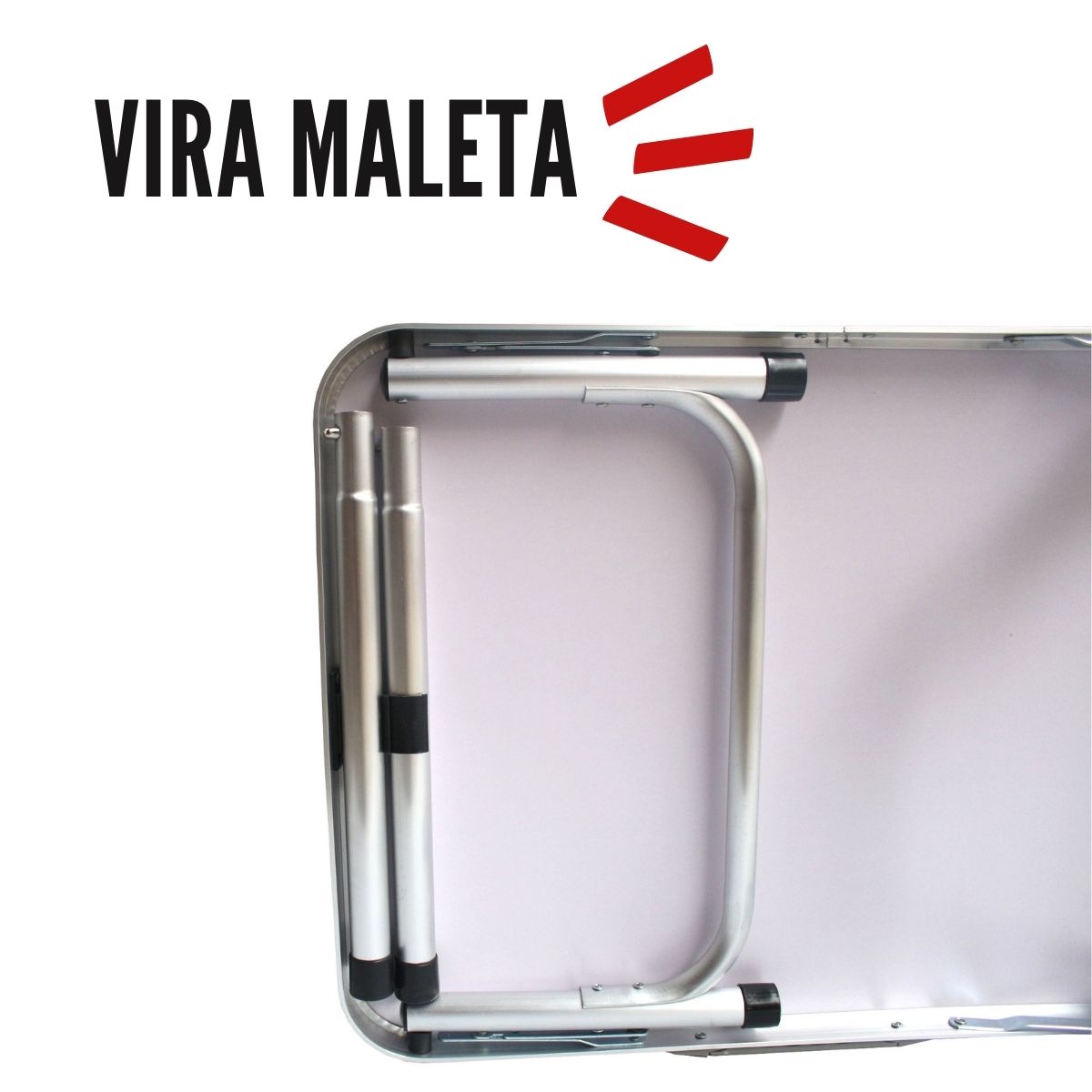 Mesa Camping Dobrável Vira Maleta Compacta Ajustável 60x45x59cm Alumínio Importway - IWMCD6045