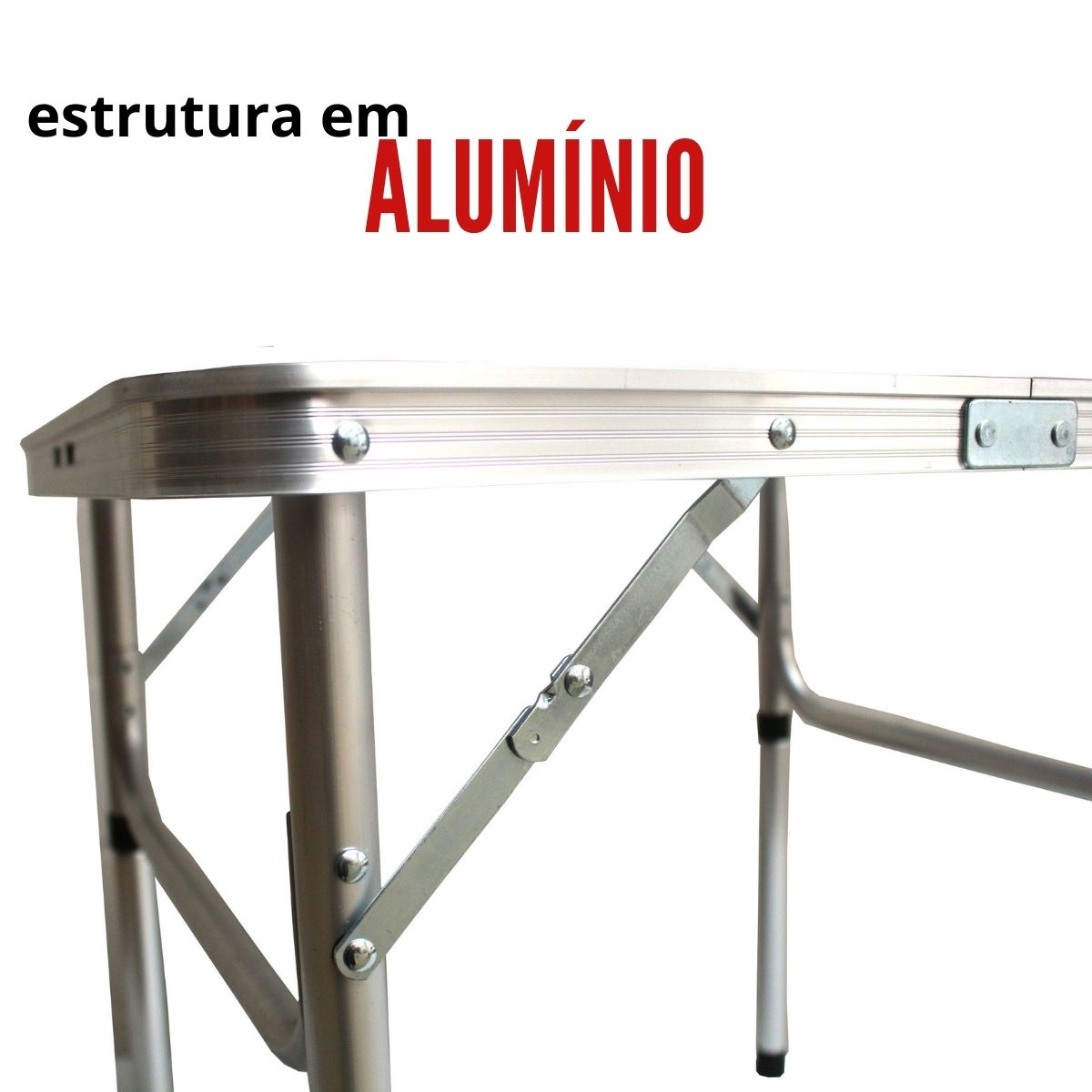 Mesa Camping Dobrável Vira Maleta Compacta Ajustável 60x45x59cm Alumínio Importway - IWMCD6045