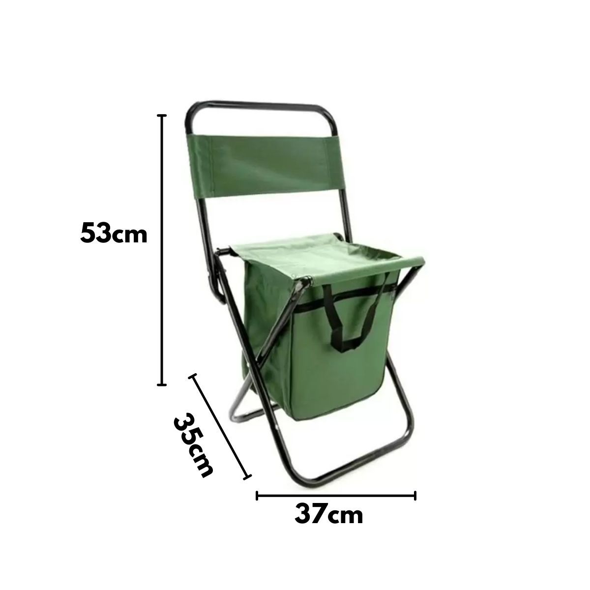 Cadeira de Camping e Pesca com Bolso e Vira Bolsa para Transporte com Alça Suporta até 70kg Verde Importway - IWCPCB01