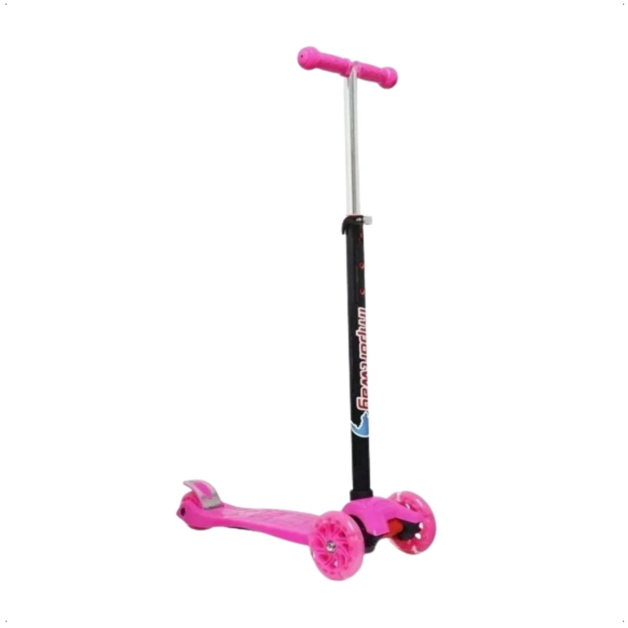 Patinete Infantil de 3 Rodas Com Altura Regulável Freio Capacidade até 60kg Rosa Importway - BW011
