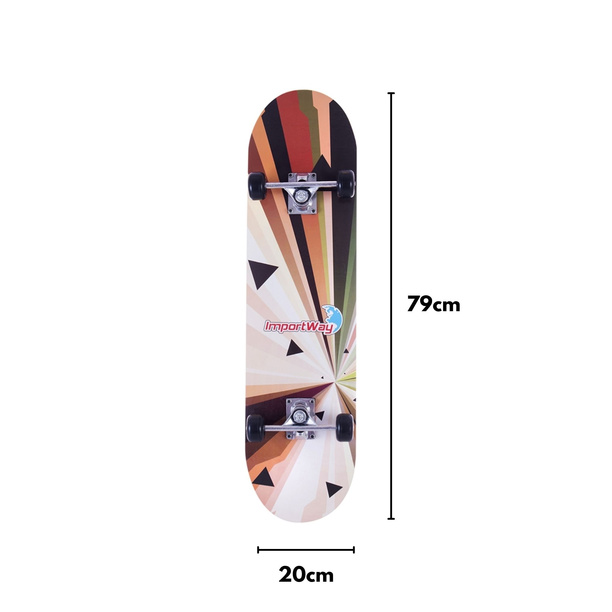 Skate Infantil 31Pol Rodas 50mm com Shape de Madeira 79cm e Rolamento de Aço Importway - BW014