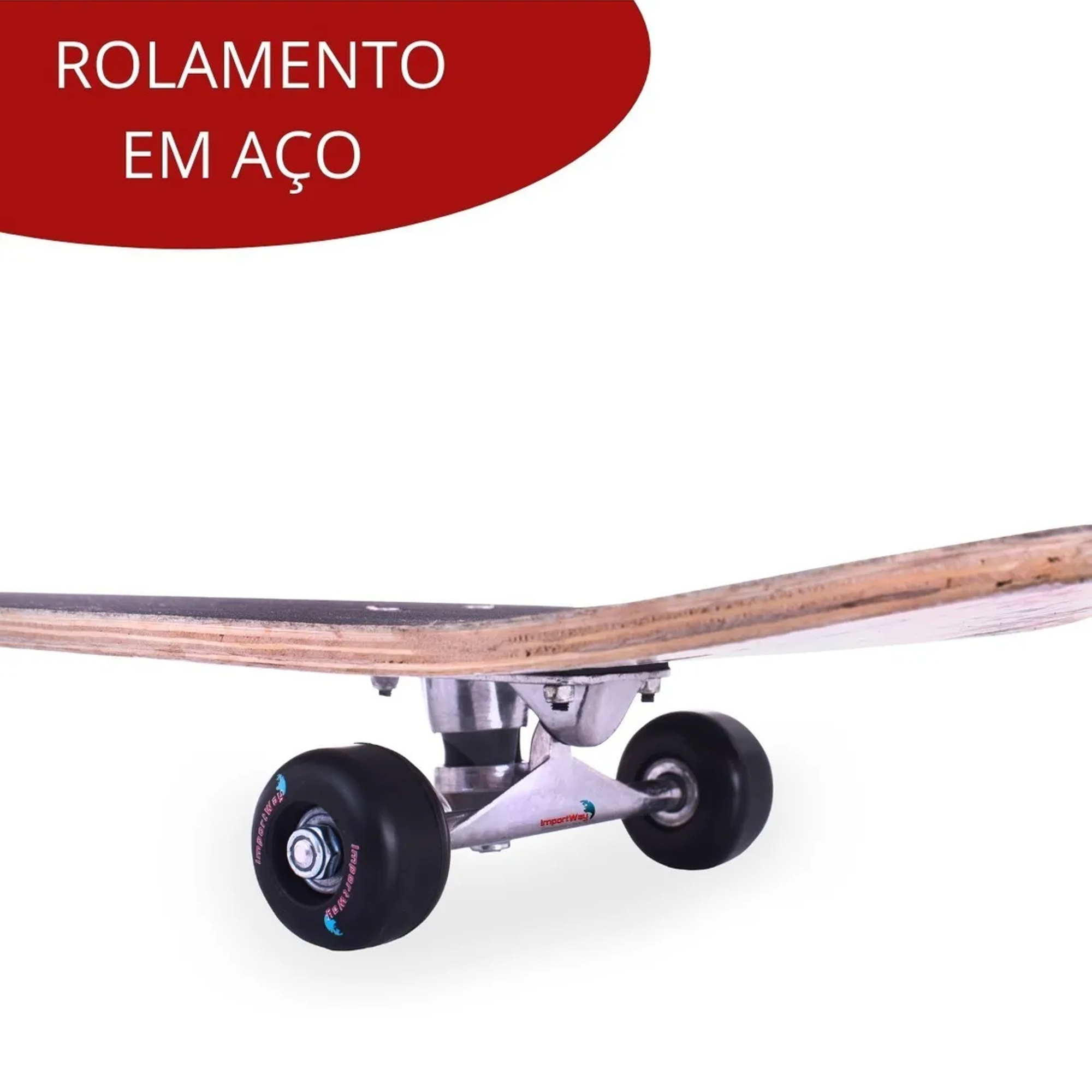 Skate Infantil 31Pol Rodas 50mm com Shape de Madeira 79cm e Rolamento de Aço Importway - BW014