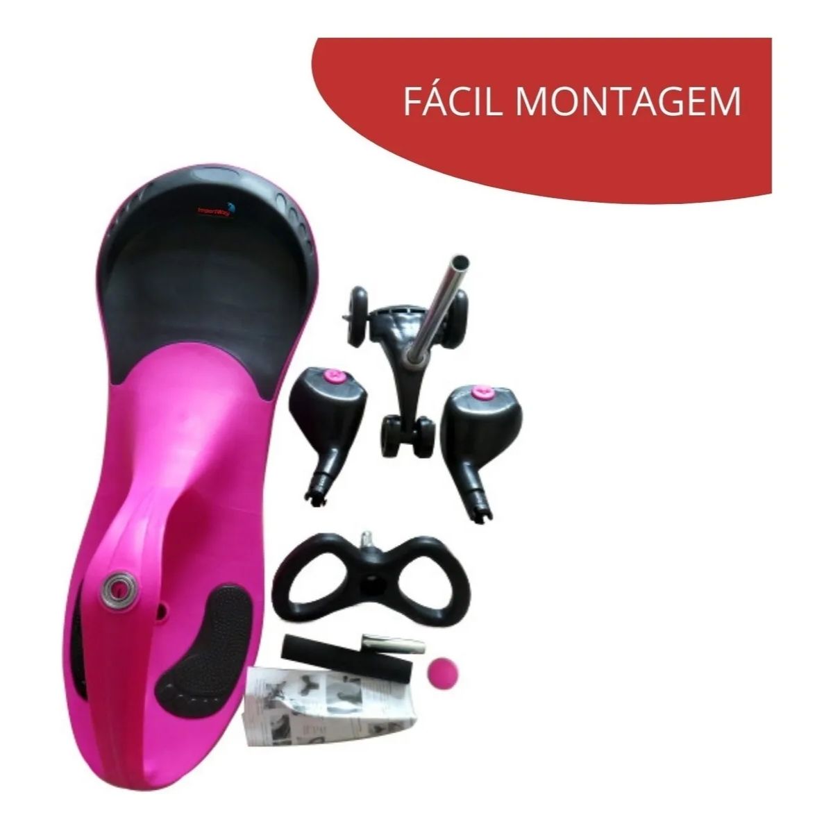 Brinquedo Infantil Carrinho de Rolimã Apoio Pés Antiderrapante até 60kg Rosa Importway - BW004R