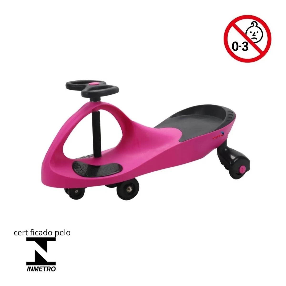 Brinquedo Infantil Carrinho de Rolimã Apoio Pés Antiderrapante até 60kg Rosa Importway - BW004R