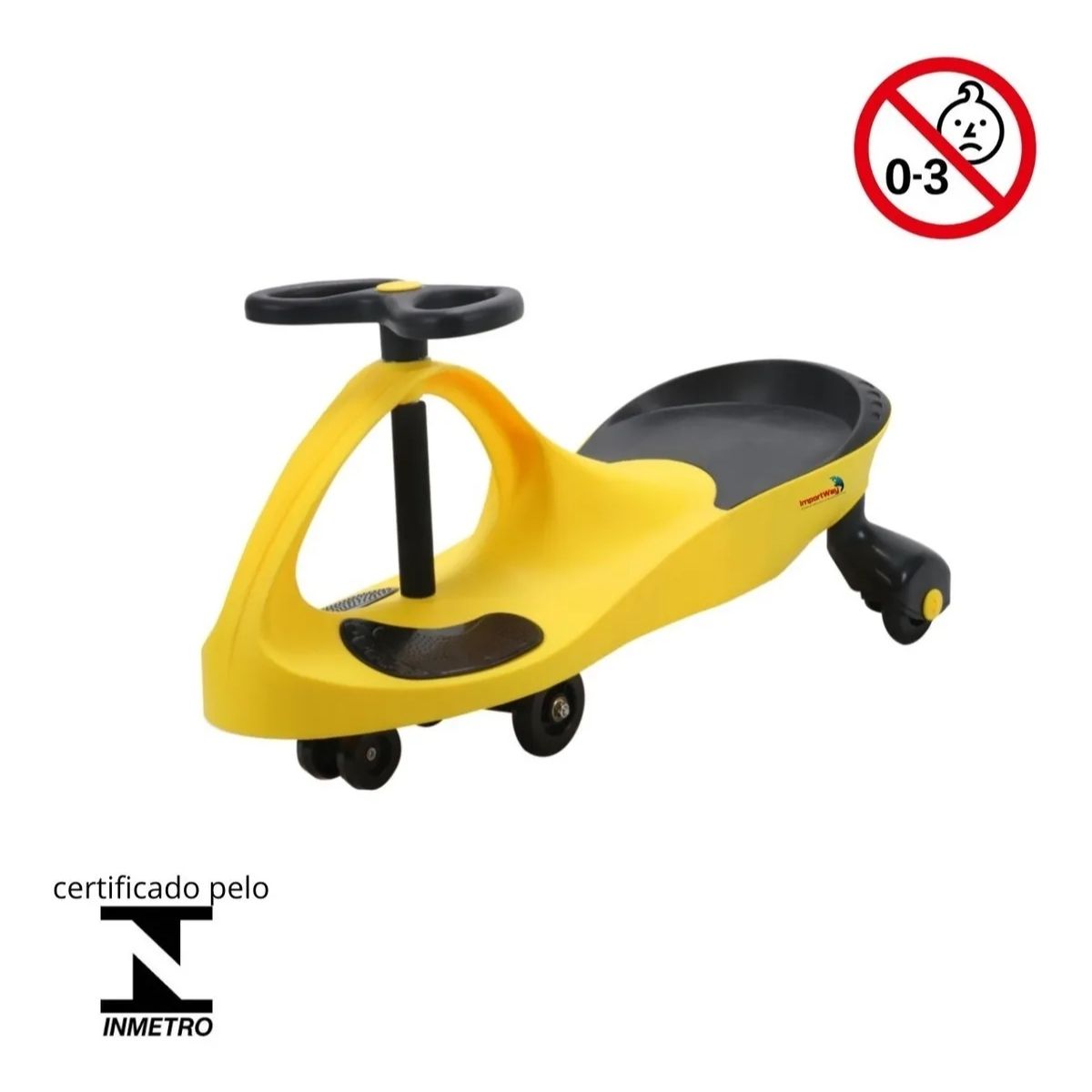Brinquedo para Crianças Carrinho de Rolimã Apoio Pés Antiderrapante Até 60KG Amarelo Importway - BW004AM