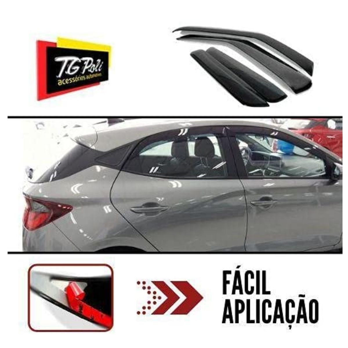 Calha de Chuva Para Hyundai HB20 Hatch 2020 a 2025 Defletor TG Poli 25.008