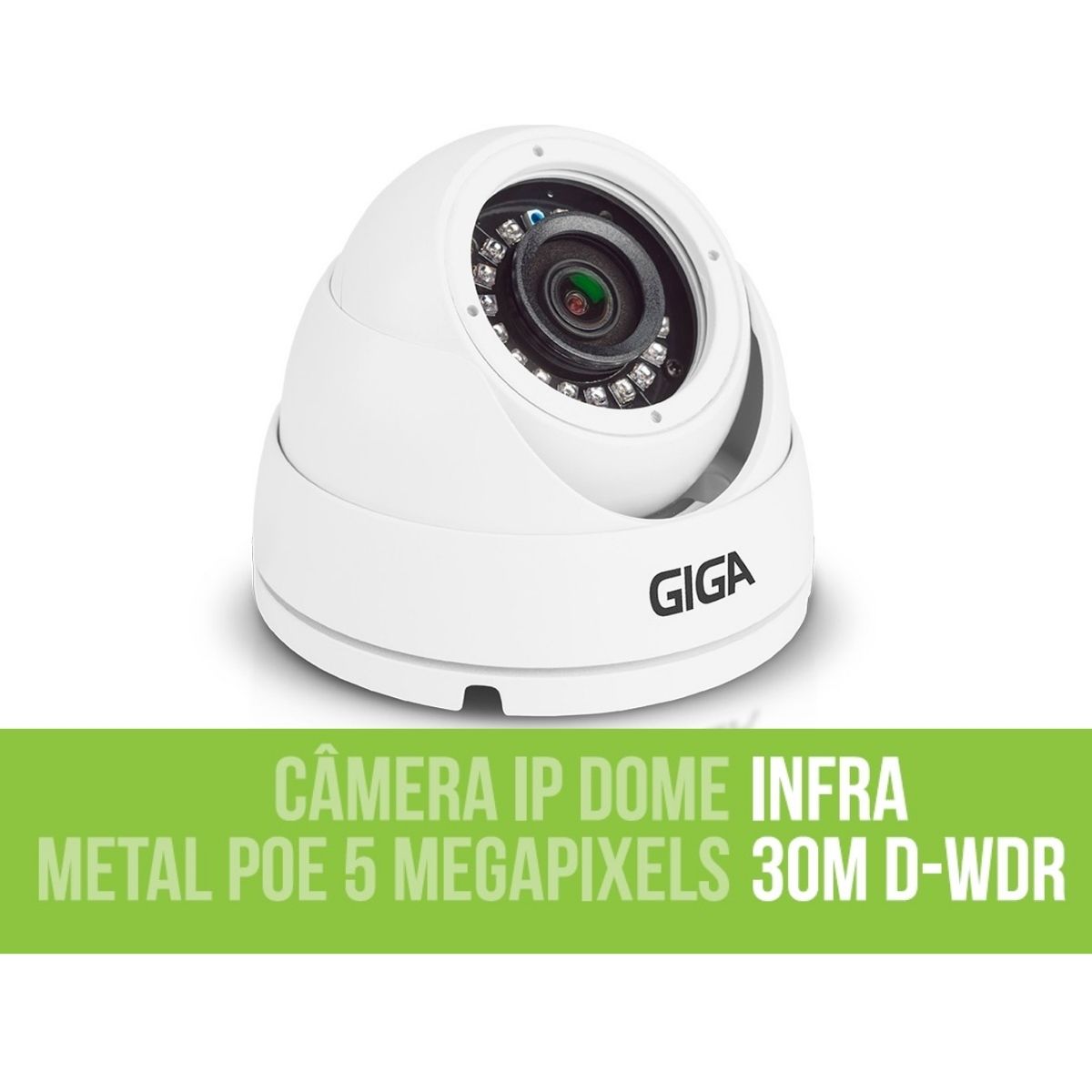 Câmera IP Dome Metal POE 5MP Infra 30M DWDR Detecção de Movimento Sony Starvis GIGA GS0373