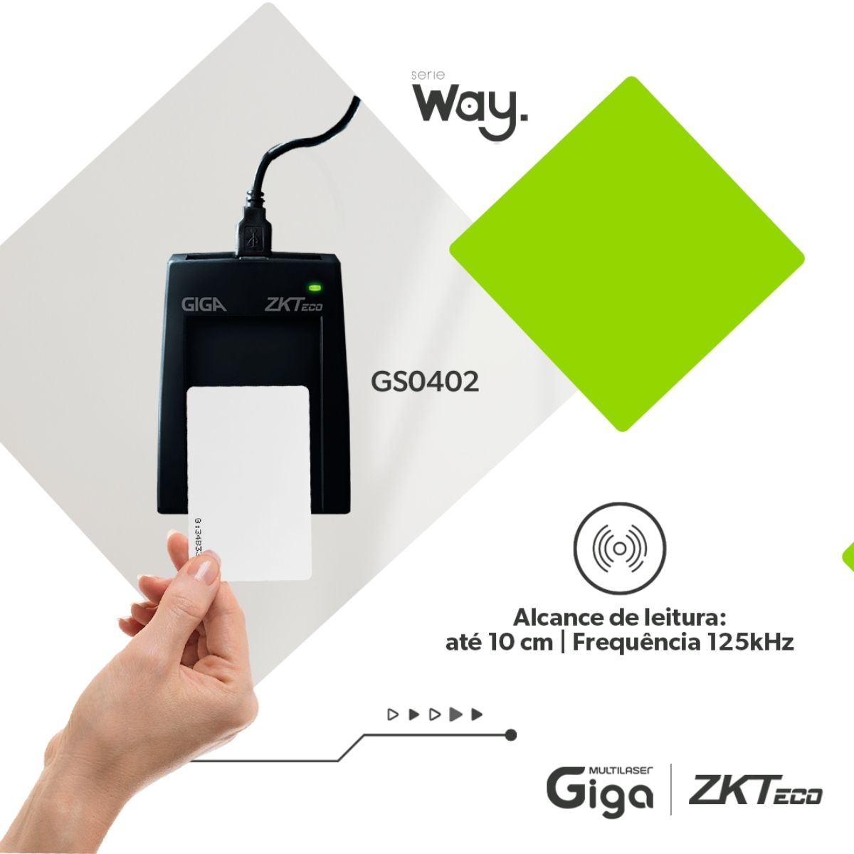 Leitor Cadastrador De Cartão Segurança USB Plug And Play Leitura até 10cm Giga - GS0402