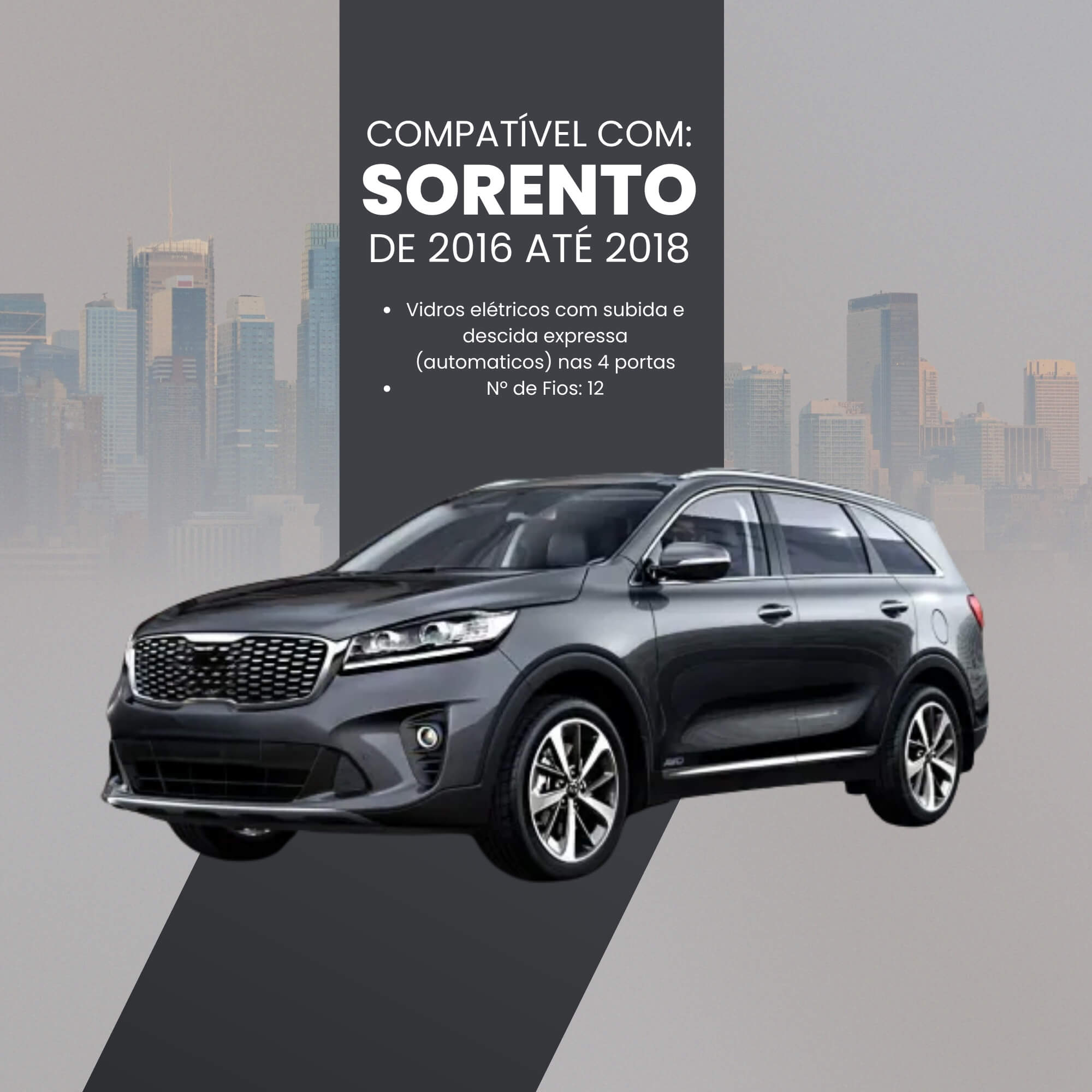 Módulo Automação de Vidros Elétricos Antiesmagamento compatível c/ Sorento 16/18 Tury - PRO1.12DJ
