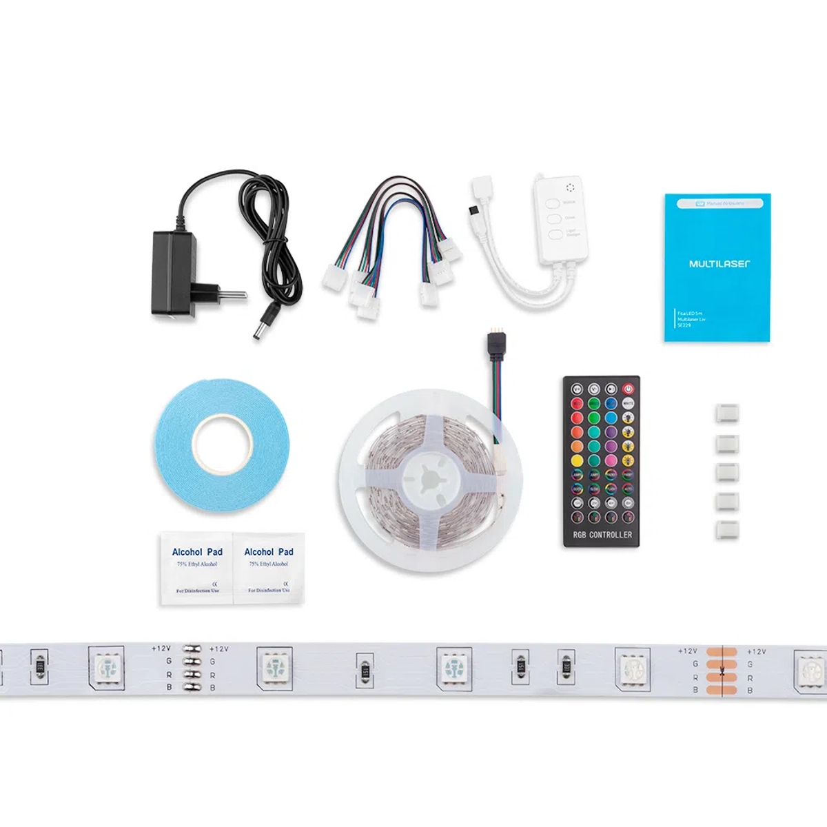 Kit Fita Iluminação LED RGB WI-FI 5M Compatível c/ Serviço de Voz Multilaser LIV -  SE229